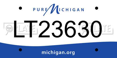 LT23630 Michigan License Plate