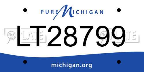 LT28799 Michigan License Plate