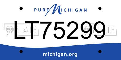 LT75299 Michigan License Plate