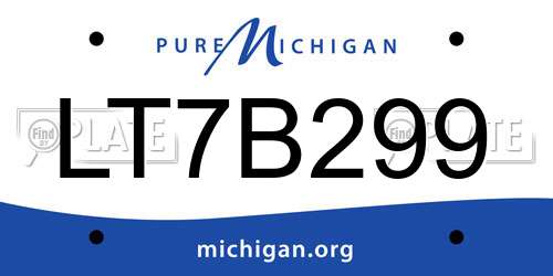 LT7B299 Michigan License Plate