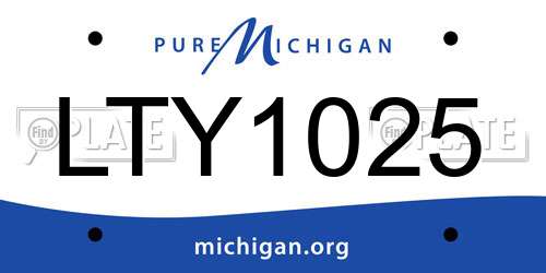 LTY1025 Michigan License Plate
