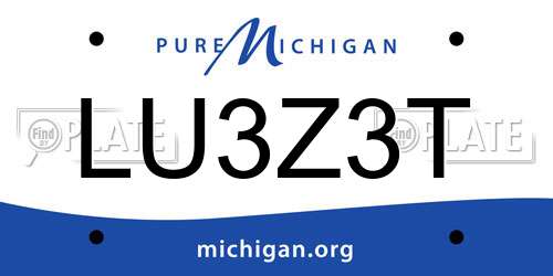 LU3Z3T Michigan License Plate