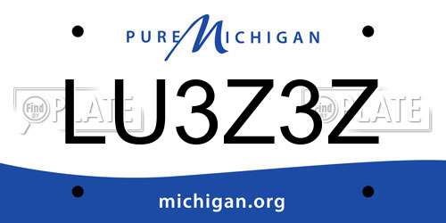 LU3Z3Z Michigan License Plate