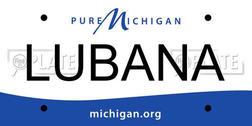 LUBANA Michigan License Plate
