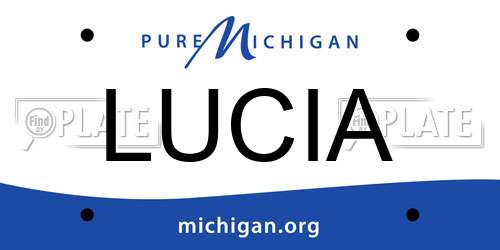 LUCIA Michigan License Plate