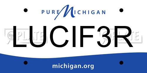 LUCIF3R Michigan License Plate