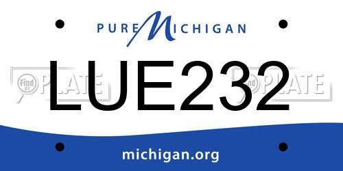 LUE232 Michigan License Plate