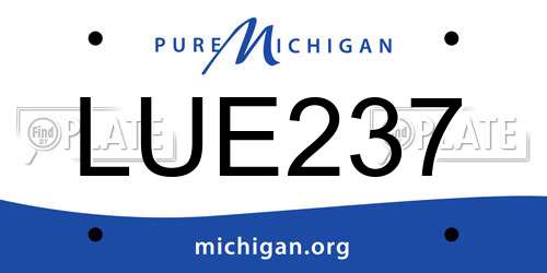 LUE237 Michigan License Plate