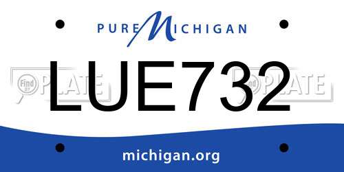 LUE732 Michigan License Plate