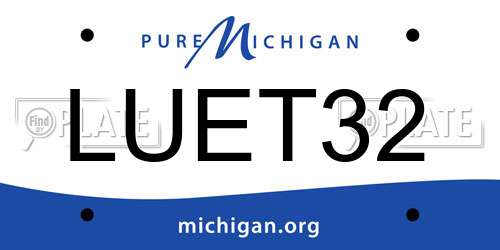 LUET32 Michigan License Plate