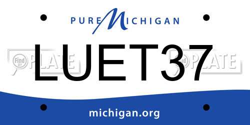 LUET37 Michigan License Plate