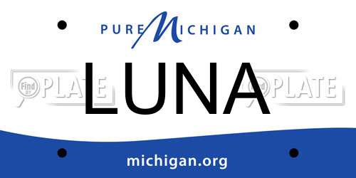 LUNA Michigan License Plate