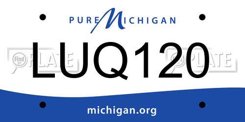 LUQ120 Michigan License Plate