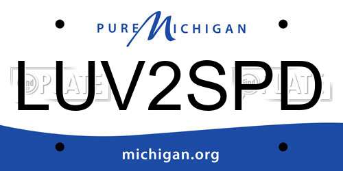 LUV2SPD Michigan License Plate
