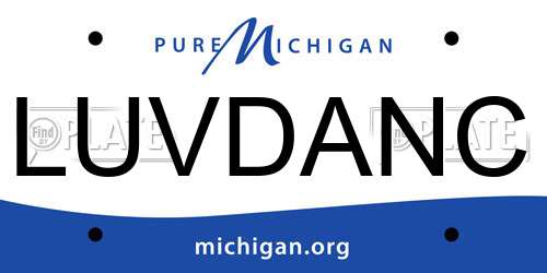 LUVDANC Michigan License Plate