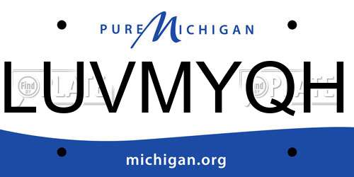 LUVMYQH Michigan License Plate