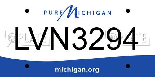 LVN3294 Michigan License Plate