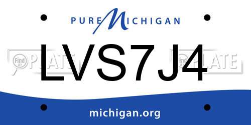 LVS7J4 Michigan License Plate