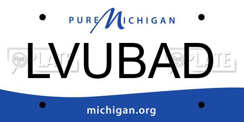 LVUBAD Michigan License Plate