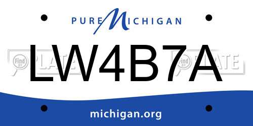 LW4B7A Michigan License Plate