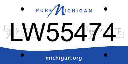 LW55474 Michigan License Plate