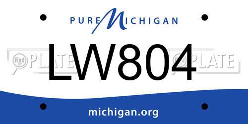 LW804 Michigan License Plate