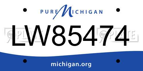 LW85474 Michigan License Plate