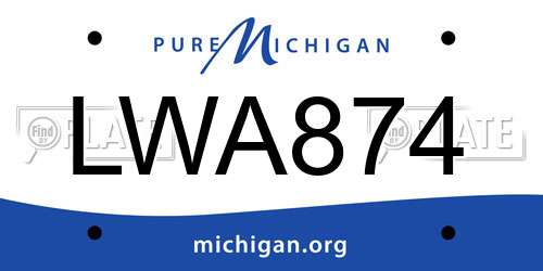 LWA874 Michigan License Plate