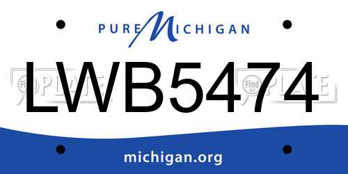LWB5474 Michigan License Plate