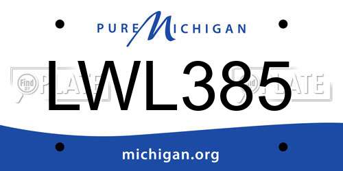 LWL385 Michigan License Plate