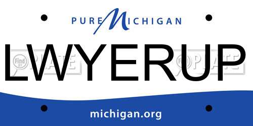 LWYERUP Michigan License Plate