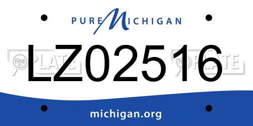 LZ02516 Michigan License Plate