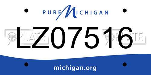 LZ07516 Michigan License Plate