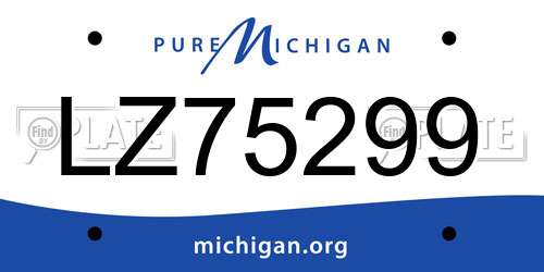LZ75299 Michigan License Plate