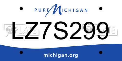 LZ7S299 Michigan License Plate