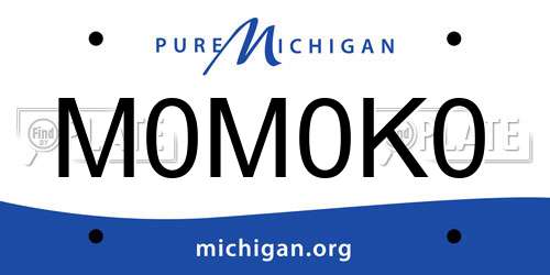 M0M0K0 Michigan License Plate