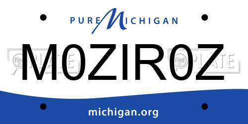 M0ZIR0Z Michigan License Plate