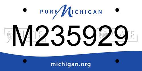 M235929 Michigan License Plate