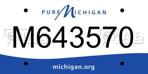M643570 Michigan License Plate