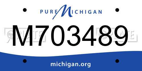 M703489 Michigan License Plate