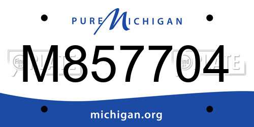 M857704 Michigan License Plate