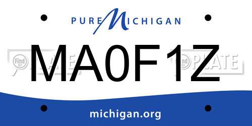 MA0F1Z Michigan License Plate