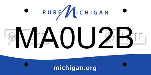 MA0U2B Michigan License Plate