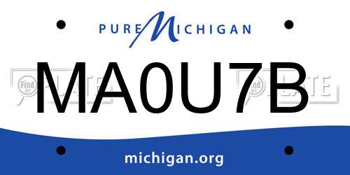MA0U7B Michigan License Plate