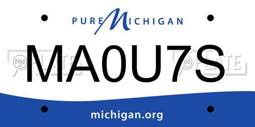 MA0U7S Michigan License Plate