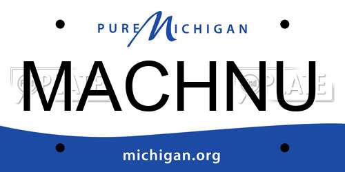 MACHNU Michigan License Plate