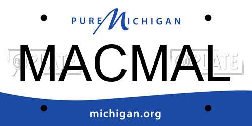 MACMAL Michigan License Plate