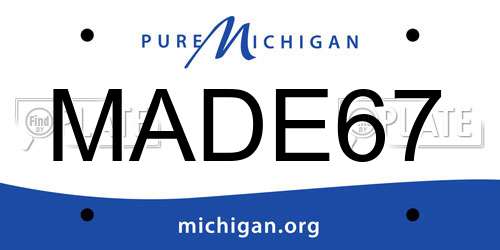 MADE67 Michigan License Plate