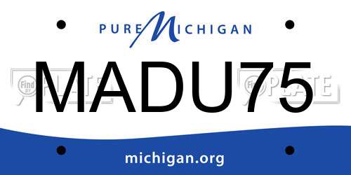 MADU75 Michigan License Plate