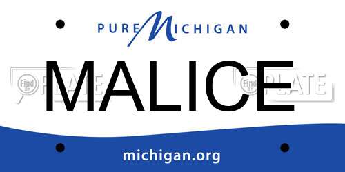 MALICE Michigan License Plate